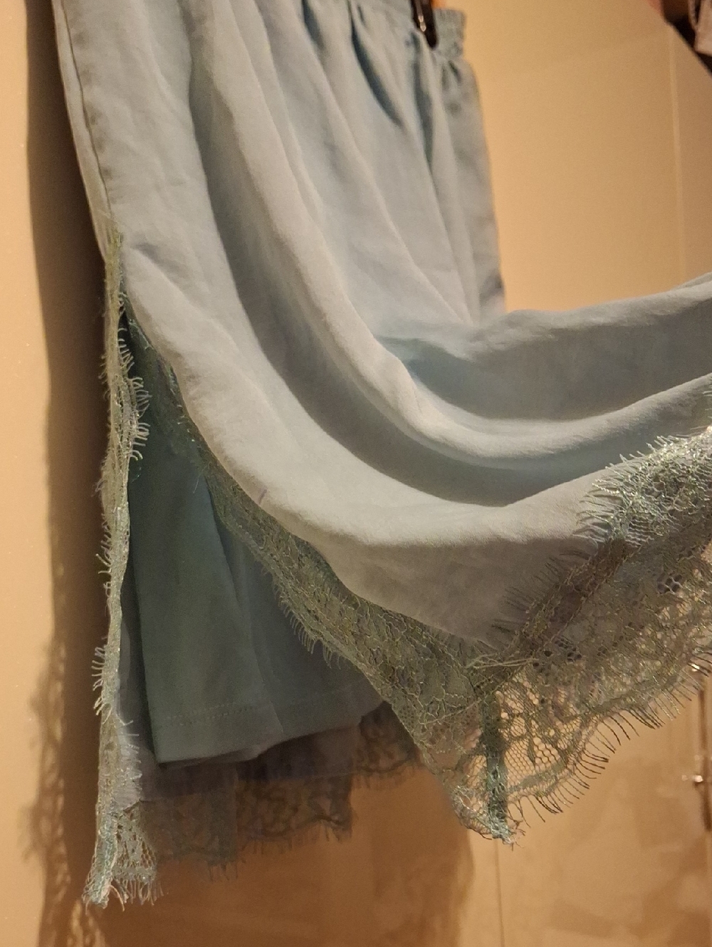 MNG Light Blue Lace-Trim Mini Skirt - Picture 3 of 5